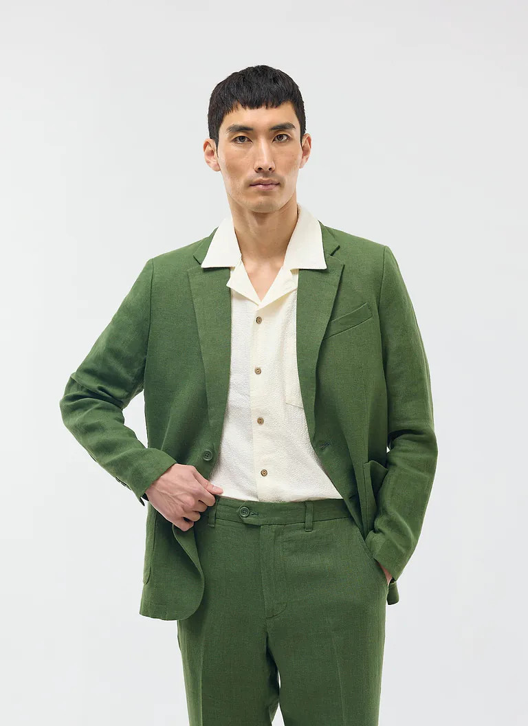 Tailored Linen Blazer | Forest | Percival Menswear