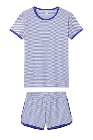 Pima Retro Shorts Set in Lapis - Final Sale | LAKE Pajamas