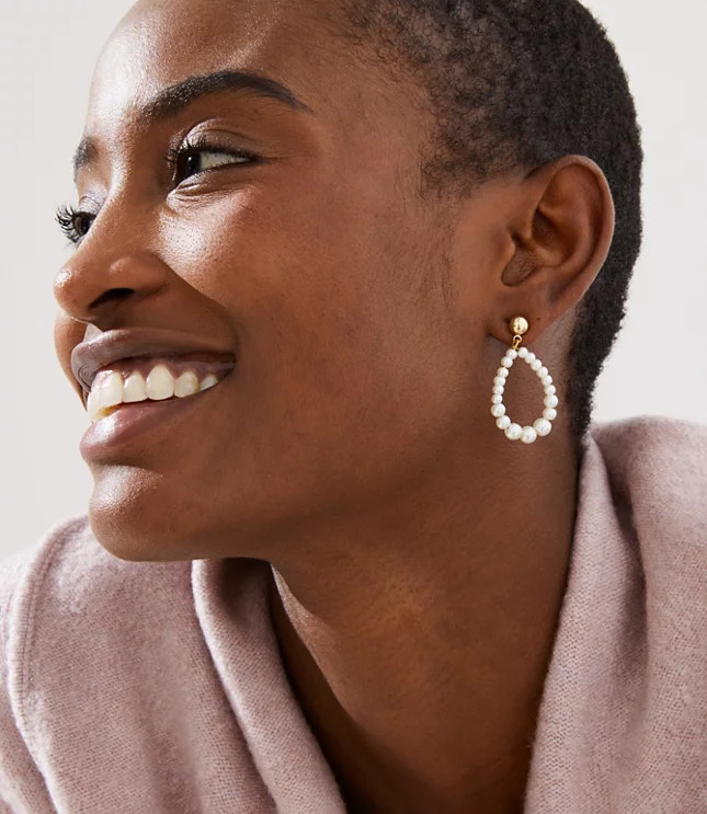 Pearlized Teardrop Earrings | LOFT | LOFT