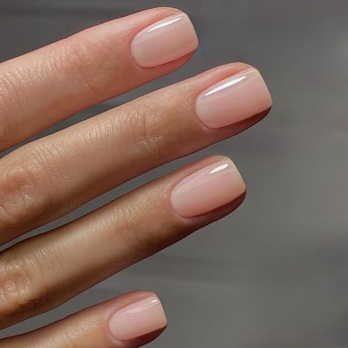 Nude Pink Press on Nails Short Square, Fake Nails Glue on Short Square Nails Press ons, Soft Gel Glue on Nails Stick on Nails for Women Thick Reusable Solid Color Acrylic Nails 24pcs | Amazon (US)