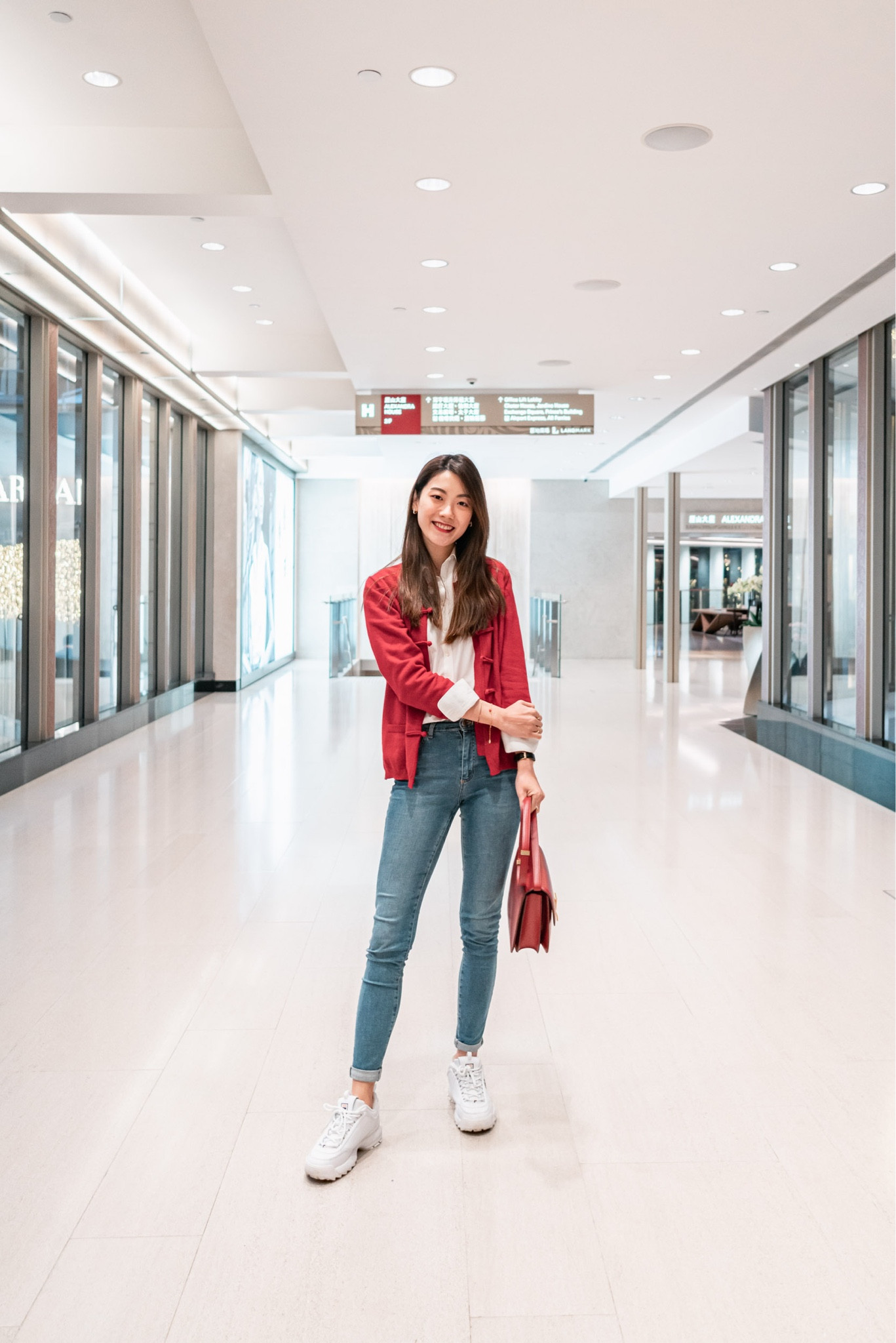 Becoming Carmen wearing red Tang jacket, white dress shirt, Topshop blue skinny jeans, Fila sneakers #chinesenewyear #cny #lunarnewyear #lny

#LTKSeasonal #LTKunder100 #LTKunder50