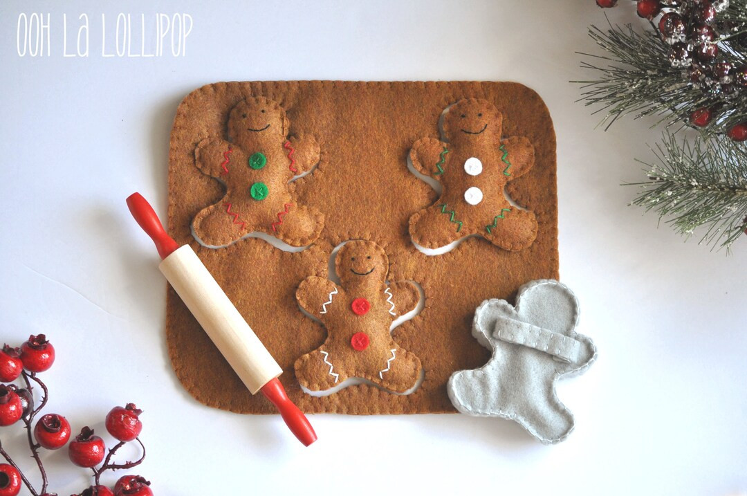Gingerbread Cookie Cutout Set: includes felt dough, 3 gingerbread cookies, felt cookie cutter, an... | Etsy (US)