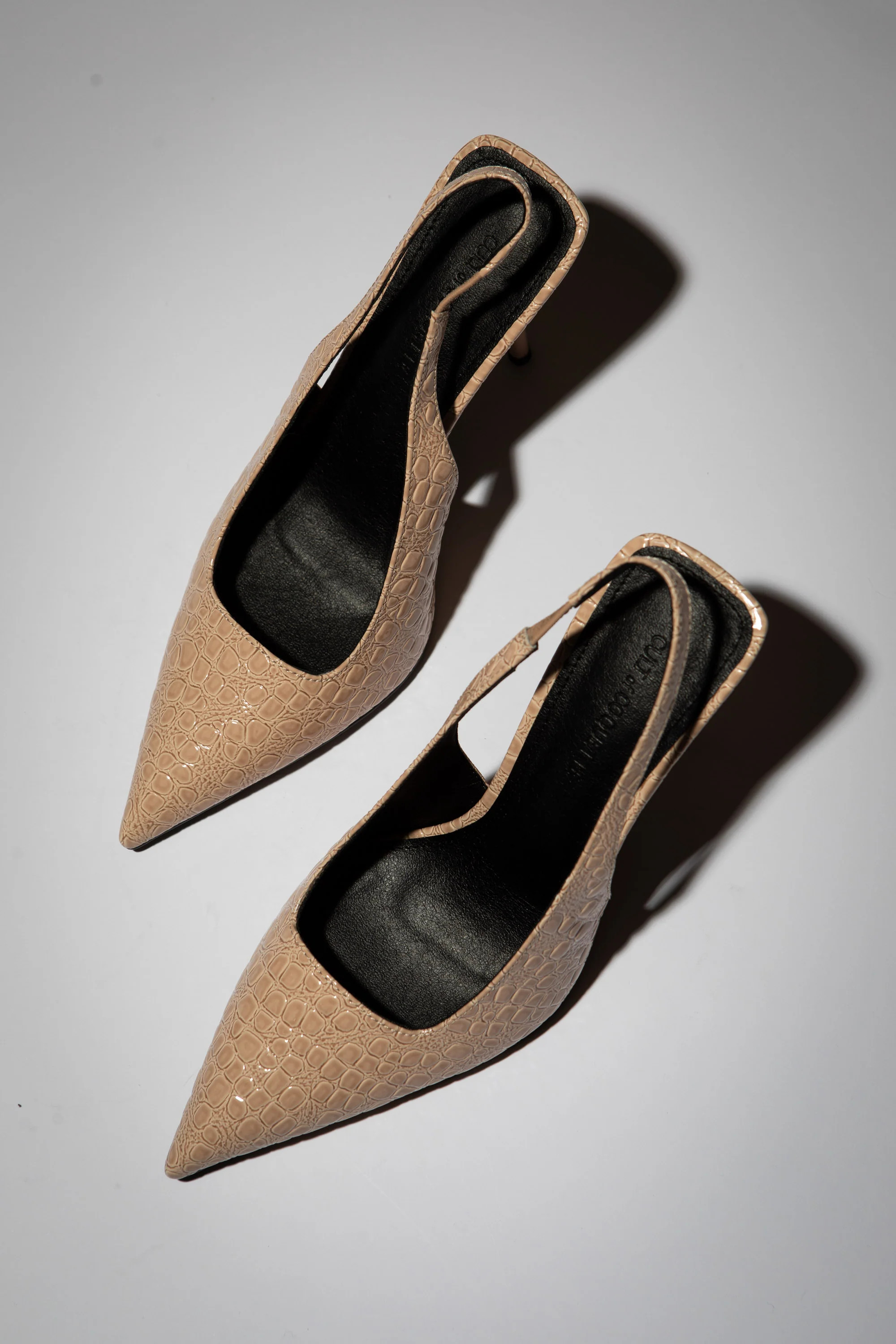Elsa Slingback Pump Nude Croc Patent 100 mm | CULT OF COQUETTE