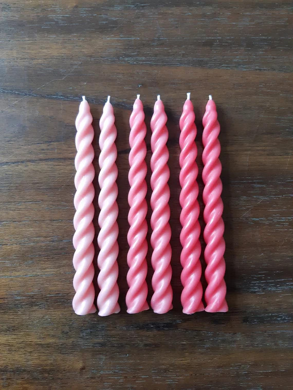 Pink Beeswax No Drip Candles  Spiral Candles 100% Natural  5 | Etsy | Etsy (US)