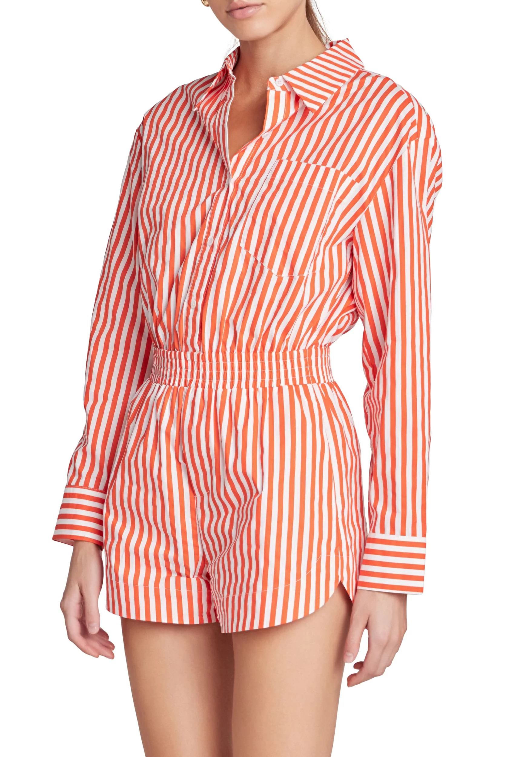 Oversized Stripe Shirt Romper | Belk