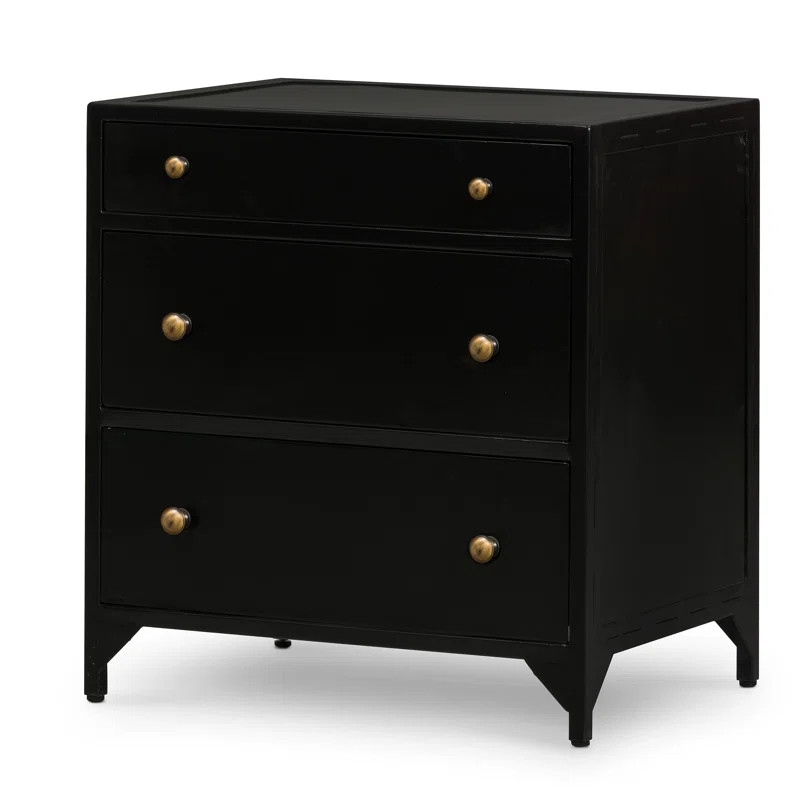 Callier 3 - Drawer Metal Nightstand in Black | Wayfair North America