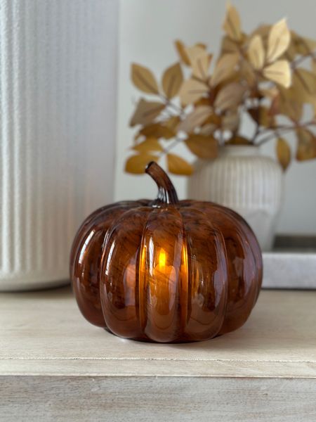 stunning glass pumpkin from target! i purchased little fake tea lights from amazon to go inside  

#LTKFind #LTKhome