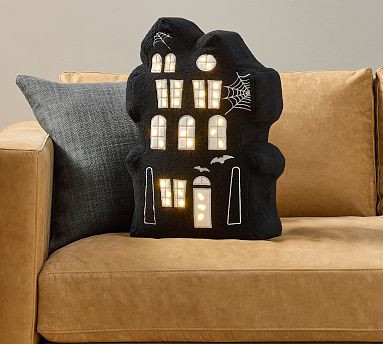 Light Up Haunted House Shaped Pillow | Pottery Barn (US)