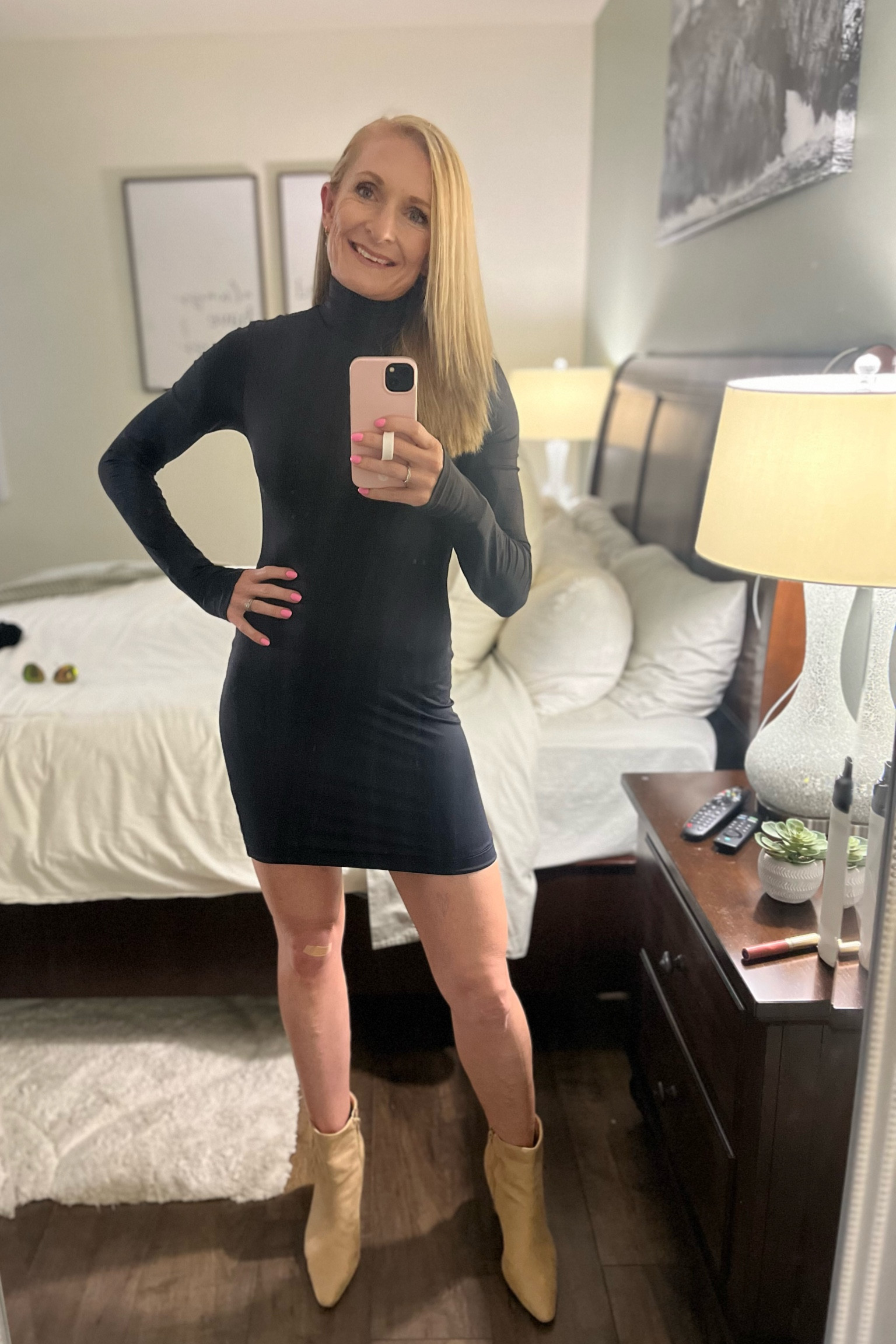 Date night! This mini dress is on sale for $10!!! Run 🤭 the boots are last year but I have linked something very similar from Express. Also wearing these stunning Tory Burch earrings I got as a present. #forever21 #datenight #blackdress #blackminidress #ankleboots #earrings 

#LTKshoecrush #LTKover40 #LTKsalealert
