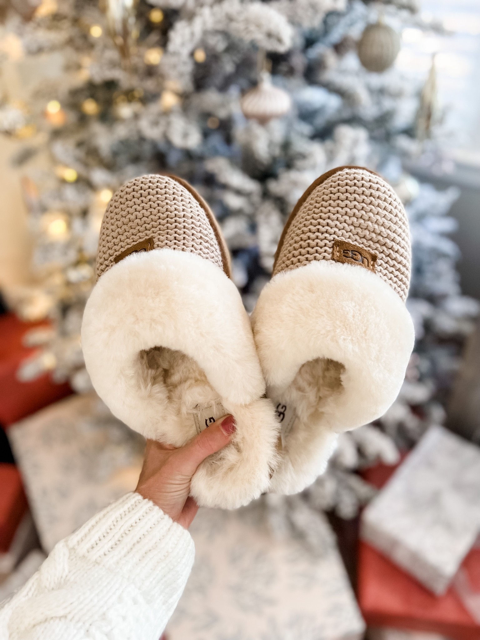 Cozy knit genuine shearling slipper new arrivals