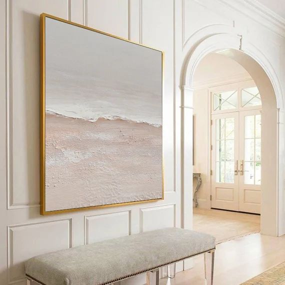 Large Original Beige Abstract Painting For Living Room Contemporary Paintings Beige wall Painting... | Etsy (US)