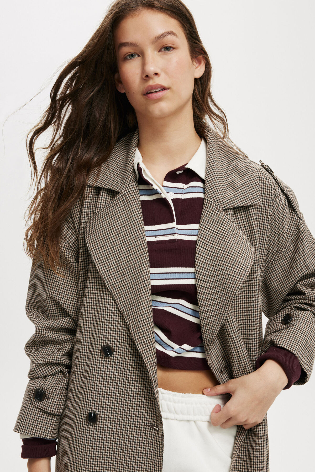Lottie Check Trench Coat | Cotton On (UK)