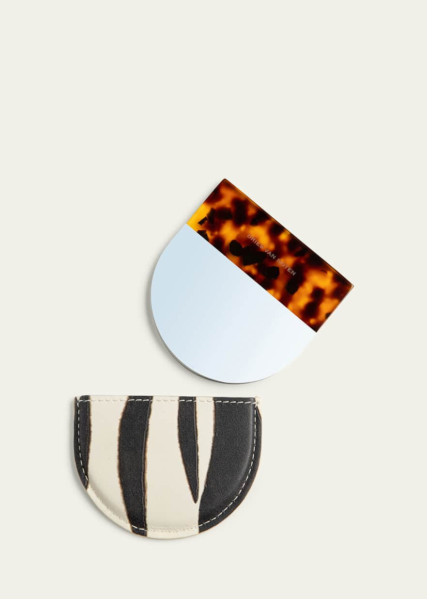Dries Van Noten Zebra Print and Tortoiseshell Handheld Mirror | Bergdorf Goodman