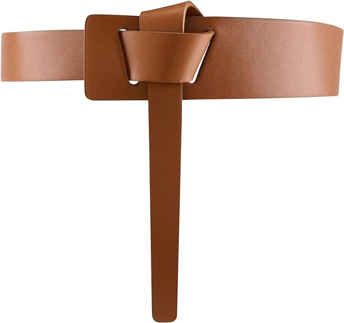 CHIC DIARY Women Fashion Leather Knot Belts for Dress Cowhide Tie PU Leather Belt Non Buckle TSA ... | Amazon (UK)