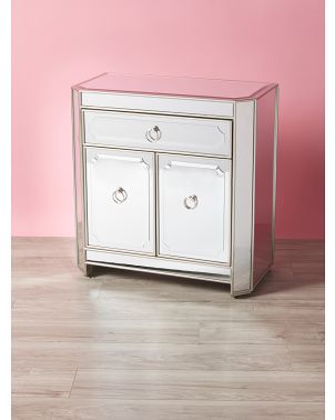 30x30 Mirrored One Drawer Two Door Cabinet | HomeGoods