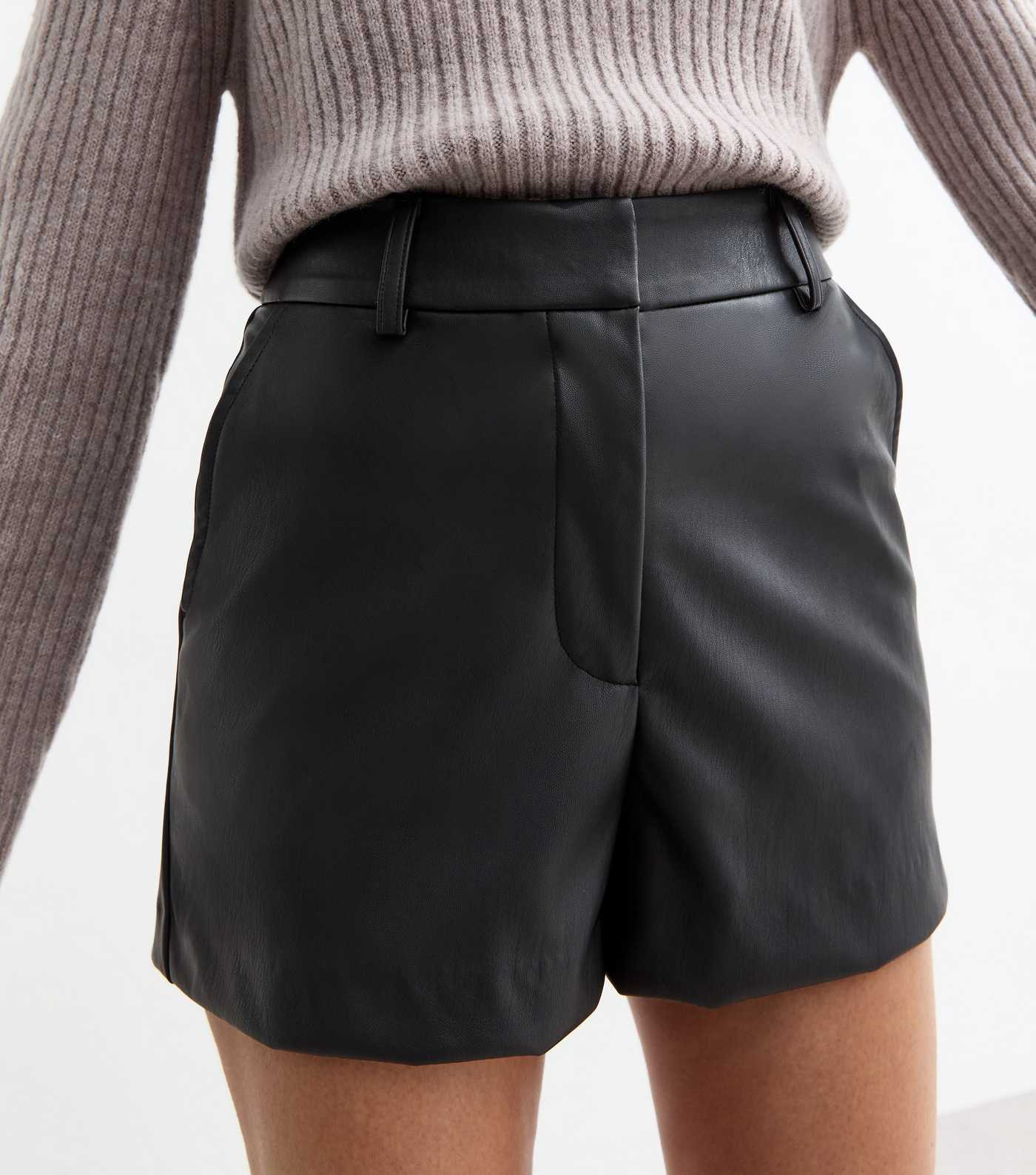 Black Leather Look Tailored Shorts | New Look | New Look (UK)