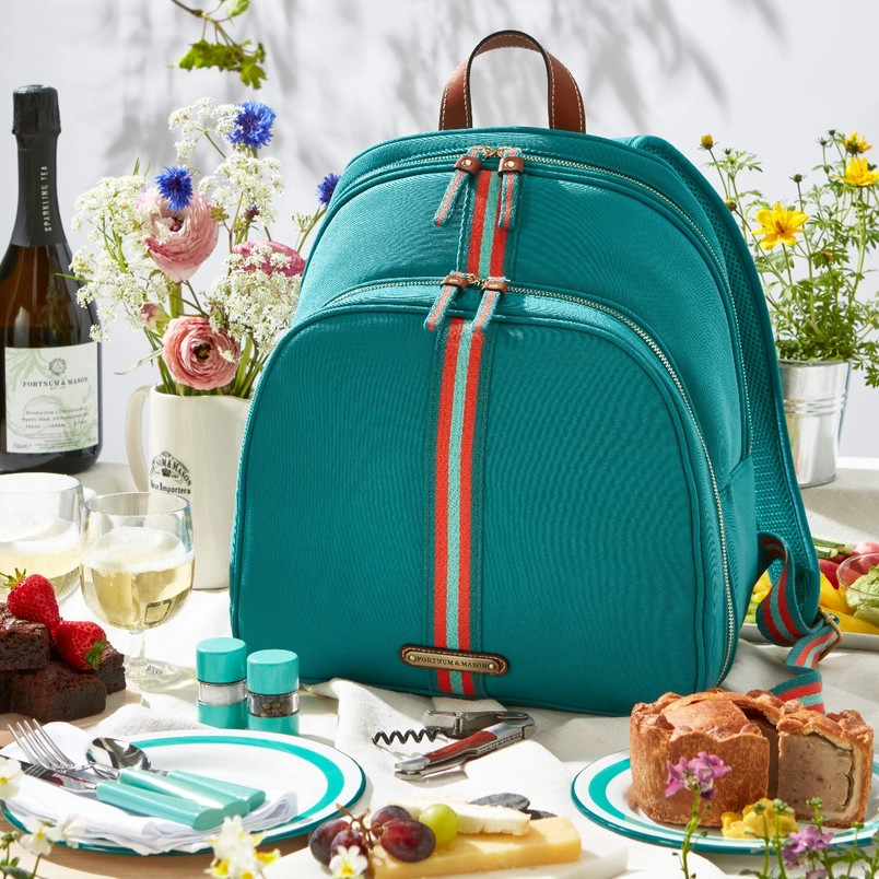 Fortnum’s 2 Person Canvas Picnic Backpack, Eau de Nil | Fortnum & Mason