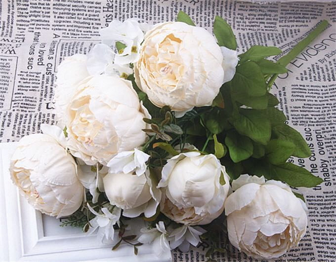 13 Heads Cored Artificial Peony Silk Flowers Bouquet Glorious Moral for Home Office Parties and W... | Walmart (US)