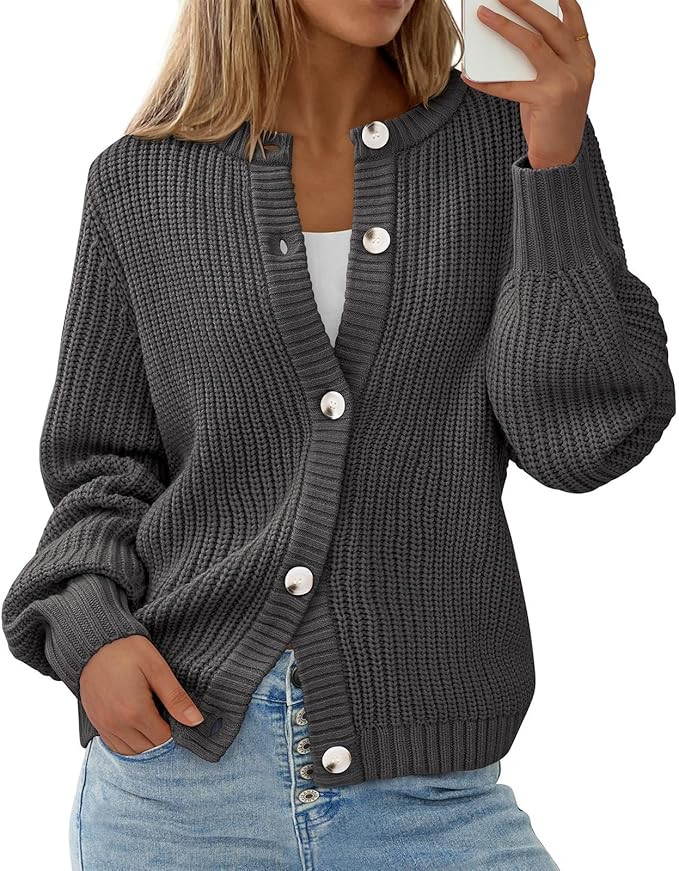 PRETTYGARDEN Womens Spring Cardigan Sweaters Crewneck Long Sleeve Button Open Front Knit Sweater ... | Amazon (US)