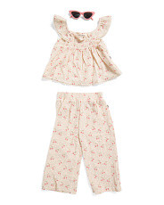 Toddler Girls 3pc Cherry Gauze Top And Pants With Sunglasses Set | Toddler Girls (2t-5t) | Marsha... | Marshalls