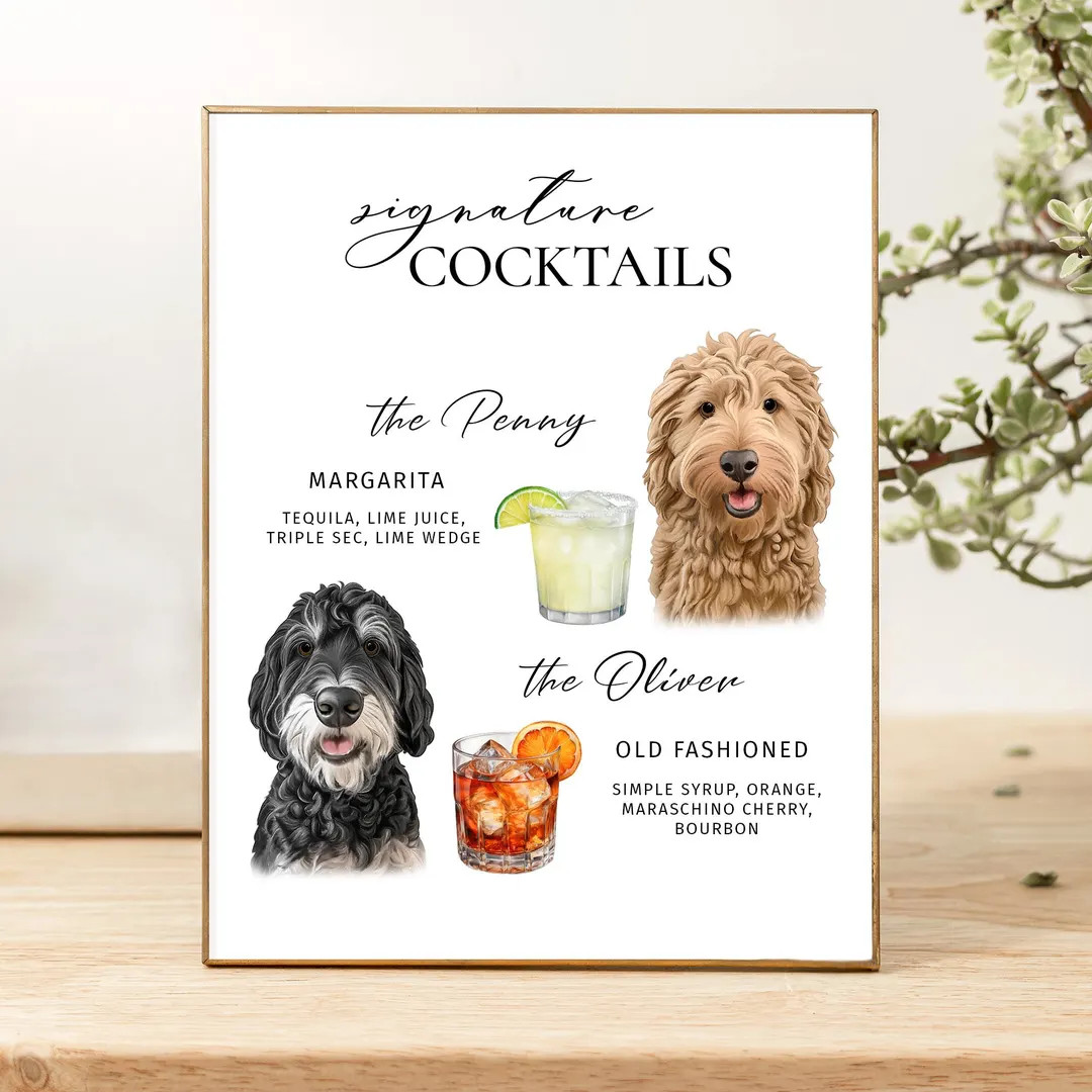 Dog Signature Cocktail Dog Custom Drink Sign Dog Signature Drink Sign Custom Pet Bar Menu Sign Pe... | Etsy (US)