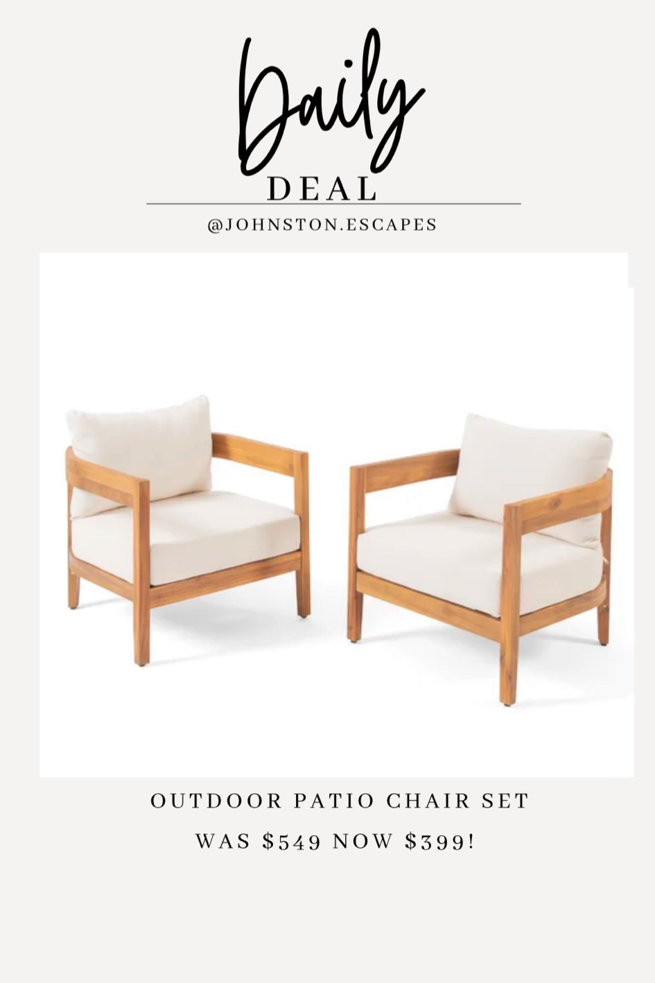 This outdoor patio chair set was originally $549 and recently marked down to $399!

#LTKSale #LTKhome #LTKsalealert