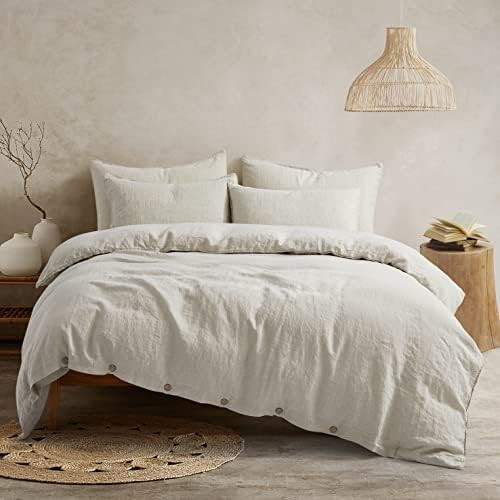 100% Linen Duvet Cover Set King 3 Pieces, French Normandy Flax Linen, Cooling, Soft, and Breathab... | Amazon (US)