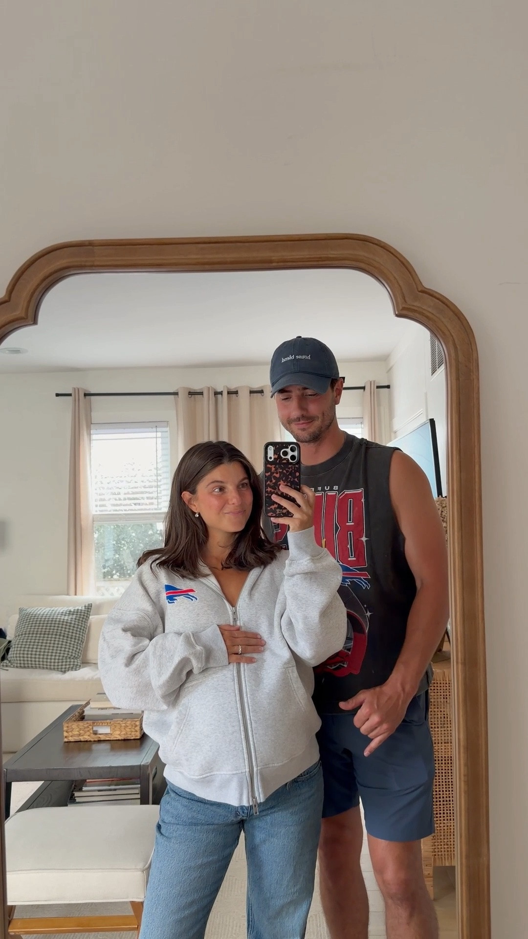 NFL collection is SO good!! 💙 wearing medium in the full zip, 26 short in jeans, and Jake is wearing large

#LTKgrwm #LTKootd #LTKSeasonal