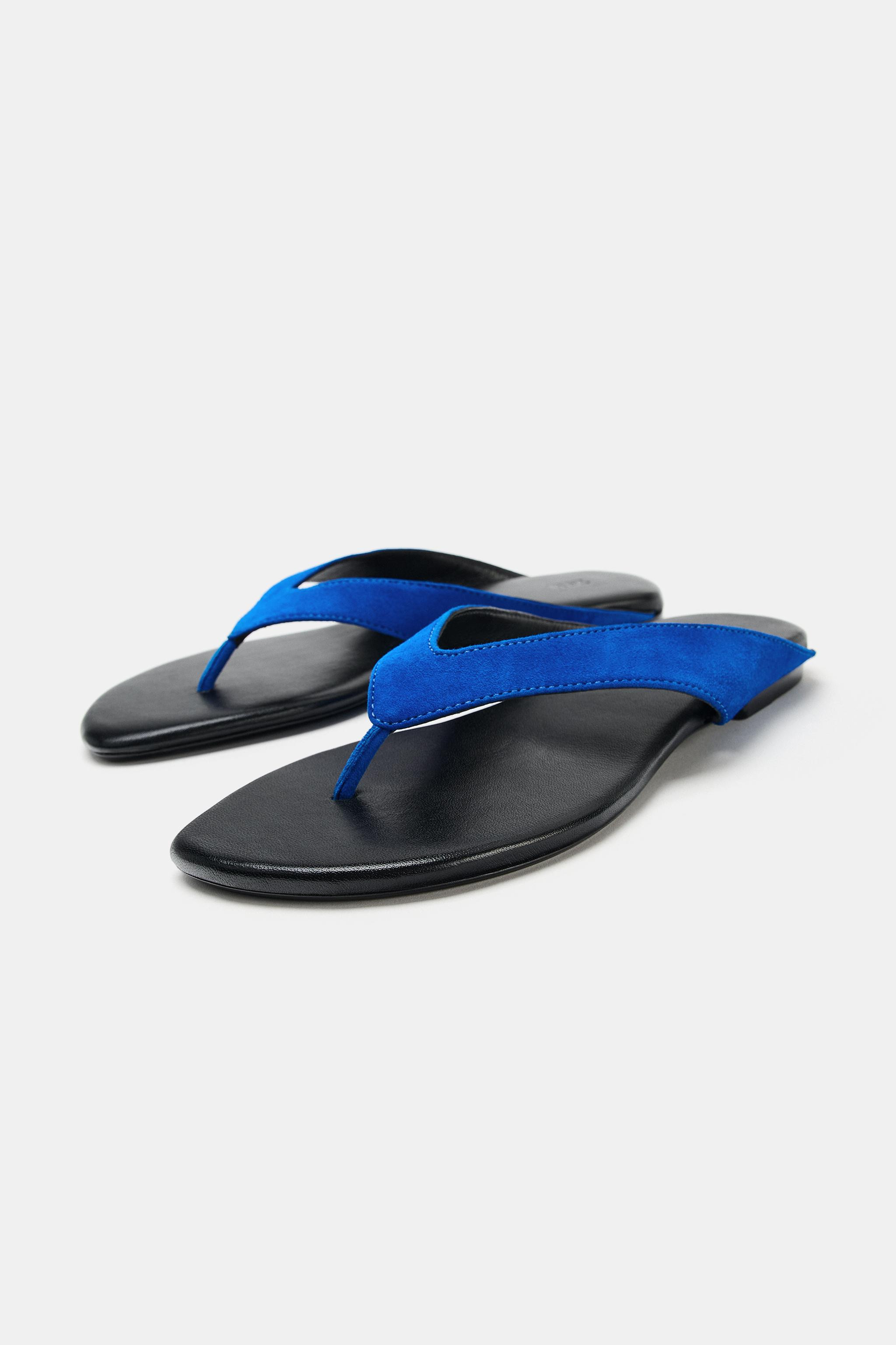 LEATHER TOE LOOP SANDALS | Zara US