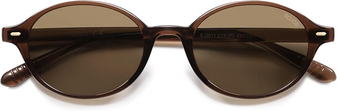 SOJOS Retro Oval Round Polarized Sunglasses Womens Mens, Small Chic Vintage Trendy Sunnies SJ2611 | Amazon (US)