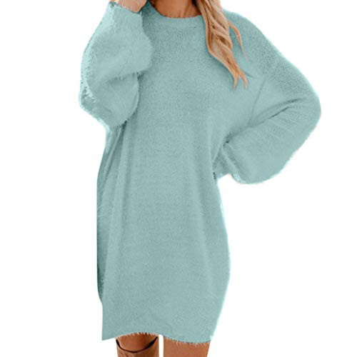 Dress for Winter Sweater Dress for Women Oversized Crewneck Long Sleeve Mini Dress Solid Chunky Knit Sweater 2024 Fall Winter Pullover Long Sleeve Midi Sweater Dress | Amazon (US)