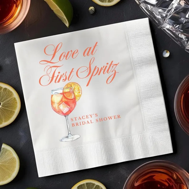 Custom Love at First Spritz Bridal Shower Napkins Aperol Spritz Bachelorette Party Decor, Persona... | Etsy (US)