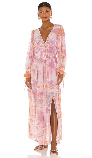 Prairie Dress in Peach Bamboo Wash | Revolve Clothing (Global)