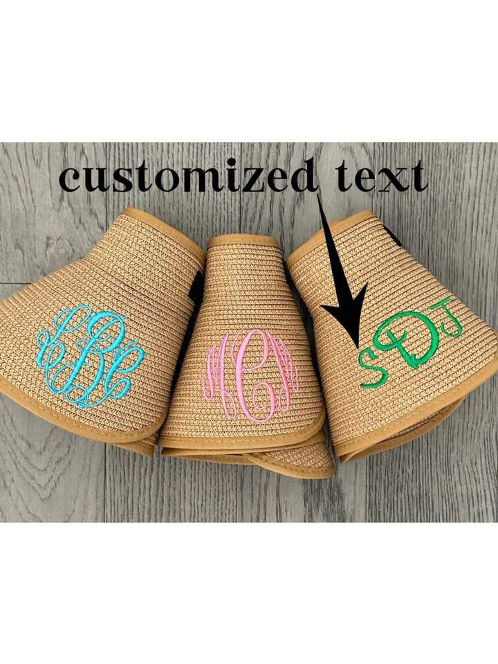 1pc Personalized Sun Hat, Custom Beach Hat, Embroidered Straw Hat With Bow Buckle, Beach Sun Hat/... | SHEIN