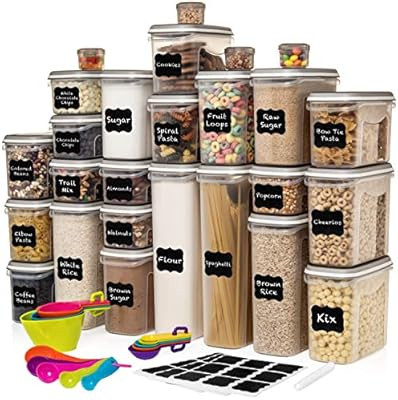 LARGEST Set of 52 Pc Food Storage Containers (26 Container Set) Shazo Airtight Dry Food Space Sav... | Amazon (US)