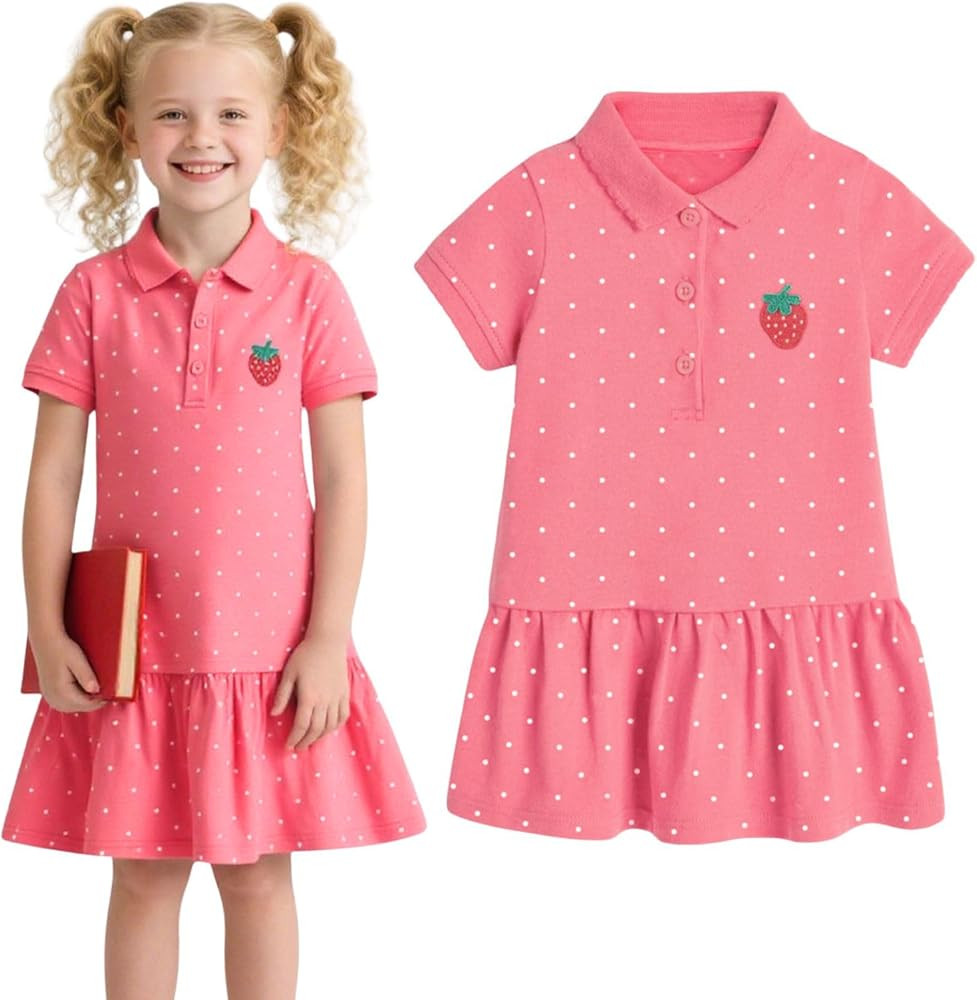 HILEELANG Girls Polo Dress Cotton Short Sleeve Summer Casual School Uniform Dress for Toddler Lit... | Amazon (US)