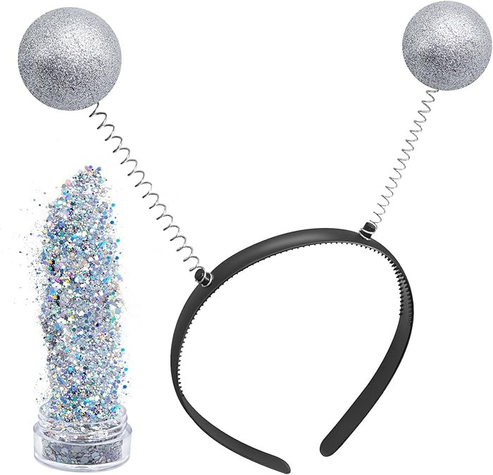 Alien Headband with Martian Antenna Ball and Face Glitter - Halloween Cosplay Boppers for Women G... | Amazon (US)