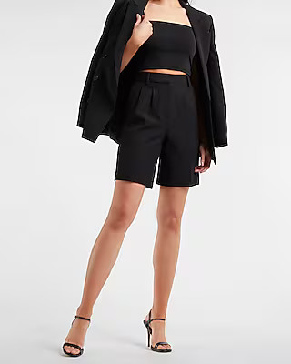 Super High Waisted Soft Twill Bermuda Shorts | Express