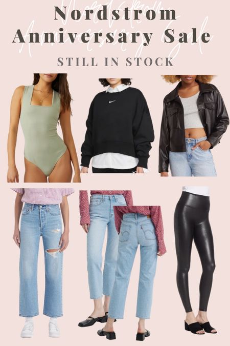 Nordstrom anniversary sale finds that are mostly still in stock! Denim, spanx faux leather leggings, jackets, sweatshirts and bodysuits! 

#LTKstyletip #LTKxNSale #LTKFind