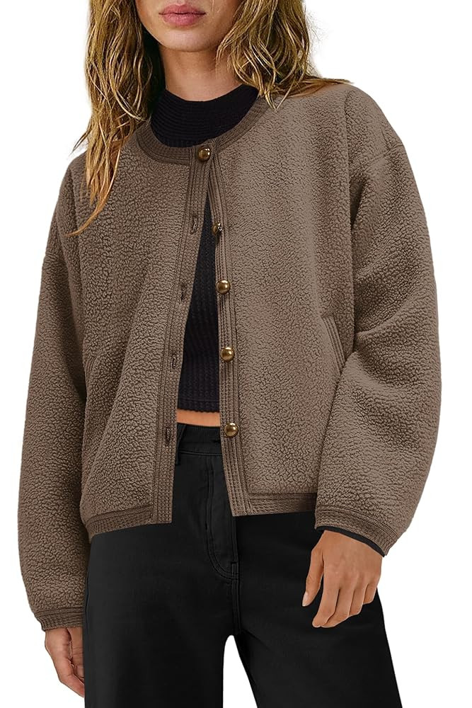 Yanekop Womens Sherpa Jacket Button Down Fleece Winter Coat Fuzzy Jackets Chunky Cardigan Sweater... | Amazon (US)