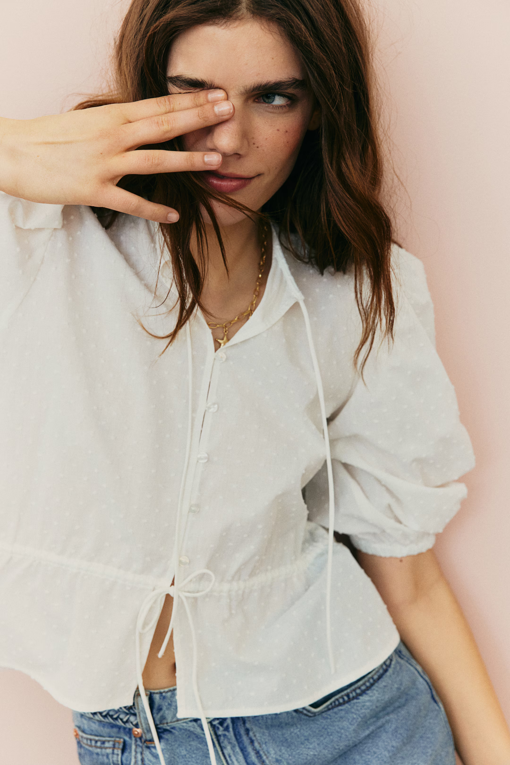 Puff-Sleeved Cotton Blouse | H&M (US + CA)