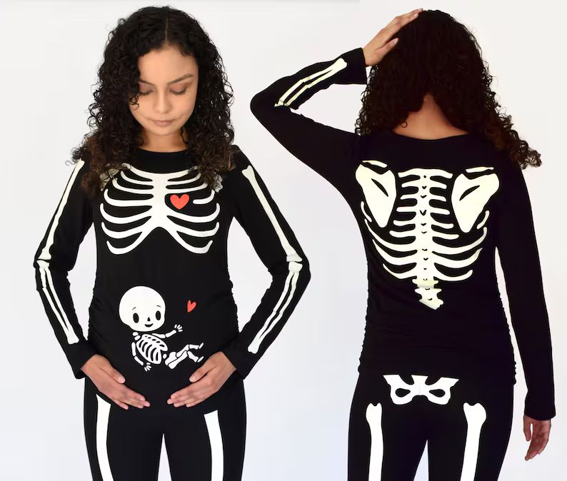 Pregnant Halloween Skeleton Costume Maternity Baby Halloween - Etsy | Etsy (US)