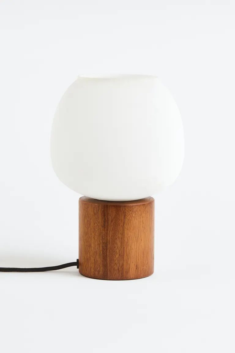 Wood and Glass Table Lamp - Brown/white - Home All | H&M US | H&M (US + CA)