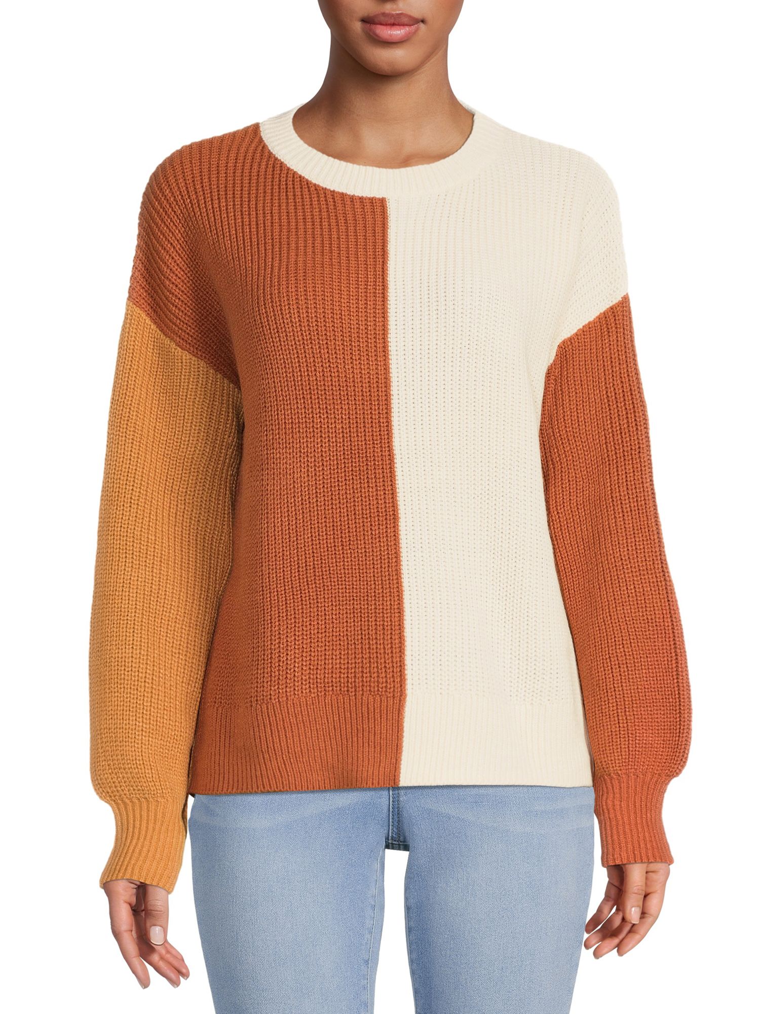 Heart N Crush Women's Split Colorblocked Sweater - Walmart.com | Walmart (US)