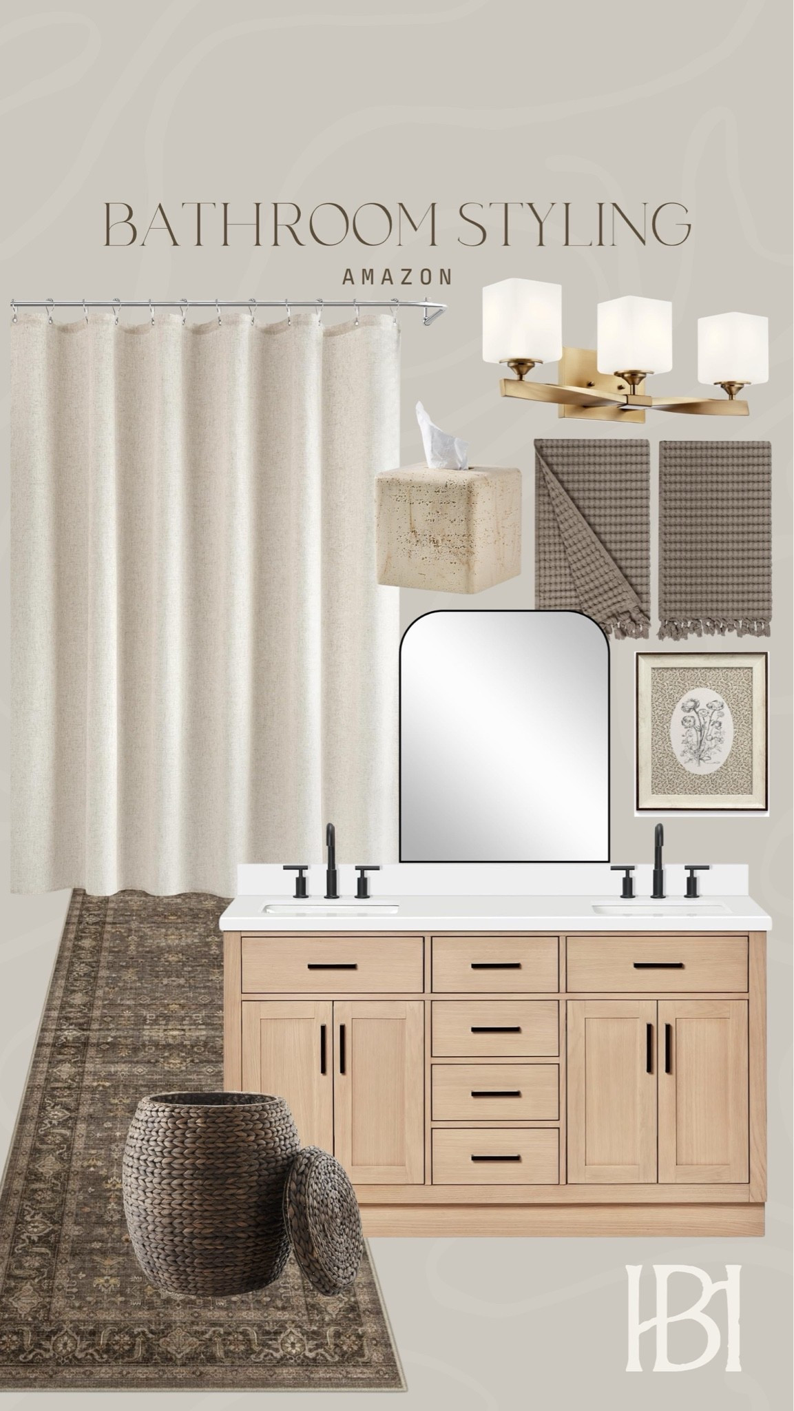 Amazon bathroom inspiration 🤍 The prettiest neutral bathroom mood board 🛁🤎🙌🏻