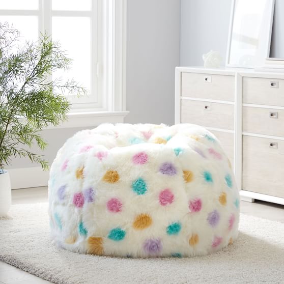Lots-A-Dots Faux-Fur Bean Bag Chair | Pottery Barn Teen