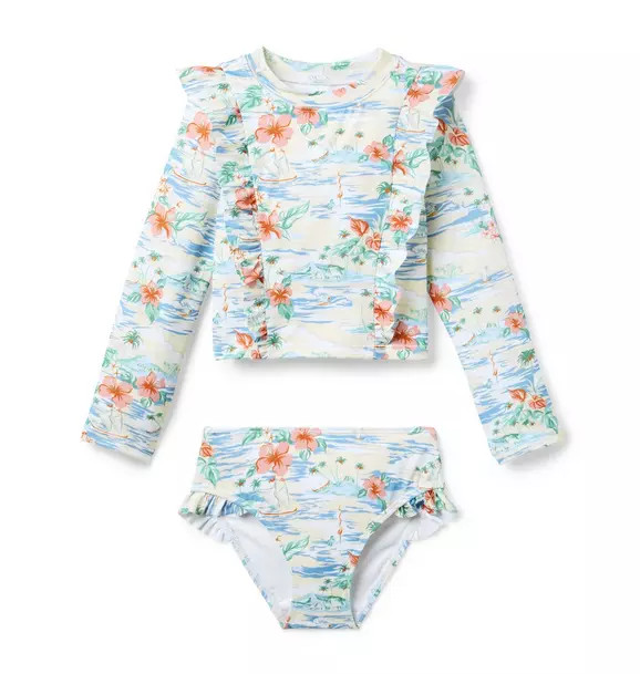 Island Floral Ruffle Rash Guard Swimsuit | Janie and Jack