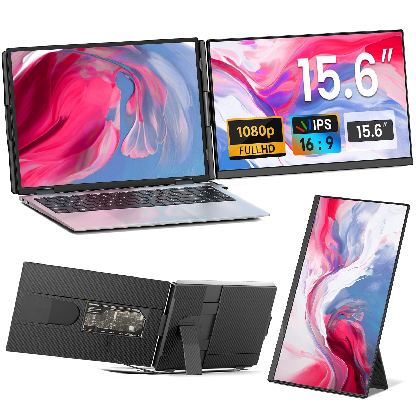 Laptop Screen Extender - 15.6" FHD 1080P Portable Monitor for Laptop, Detachable & Plug and Play ... | Amazon (US)