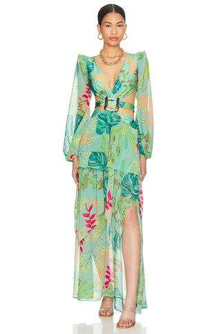 PatBO x REVOLVE Tropicalia Belted Cutout Maxi Dress in Island Blue from Revolve.com | Revolve Clothing (Global)