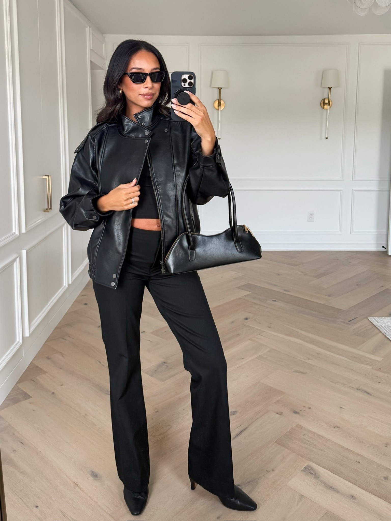 Back in Stock!! This faux leather jacket looks $$$ but it’s under $150 👏🏽 tons of compliments on this! Wearing size S baby tee, S leather jacket and size 29 long bootcut pants

Winter outfit
Winter fashion
Leather jacket
Gifts for her
Gift ideas for her
Fashion gifts 

#LTKootd #LTKSeasonal #LTKHoliday